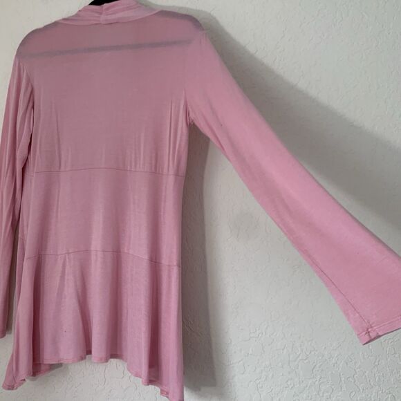 JM Fleurette Open Front Cardigan Women L Pink Long Sleeve Drape Top Preppy Work - Picture 3 of 7